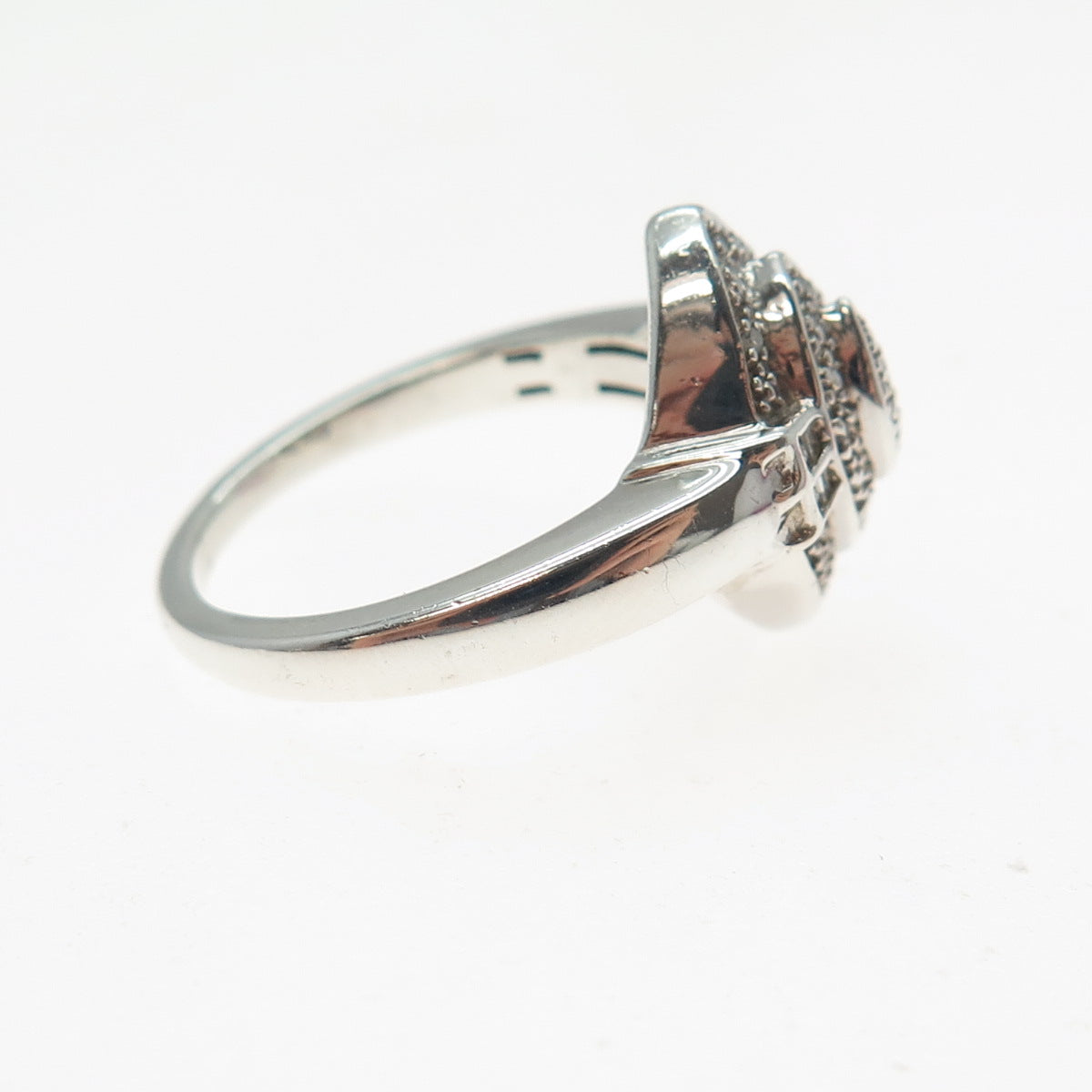 LUCENT LJ 925 Sterling Silver Real Round-Cut Diamond Promise Ring Size 6.5
