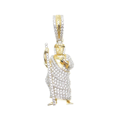 925 Sterling Silver Gold Plated Round-Cut C Z Saint Jude Thaddeus Pendant