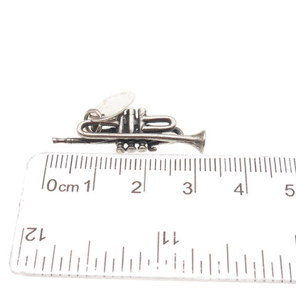 925 Sterling Silver Vintage Trumpet Manitowish Waters 3D Mini Charm Pendant