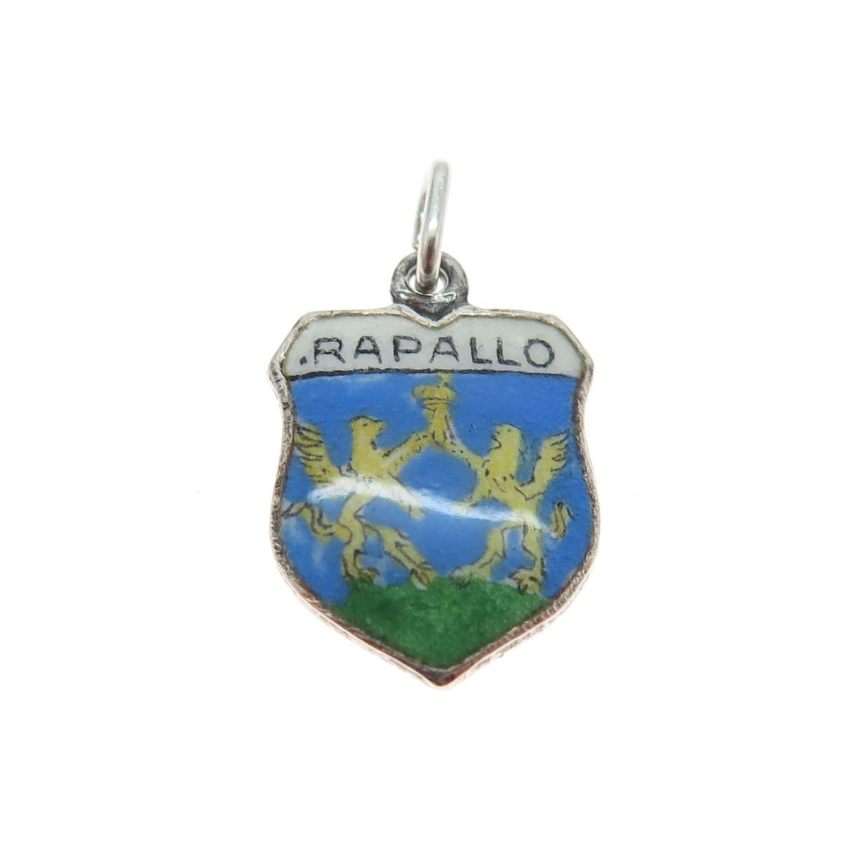 FRITZ REU & CO. 800 Silver Vintage Enamel Rapallo Italy Minimalist Charm Pendant