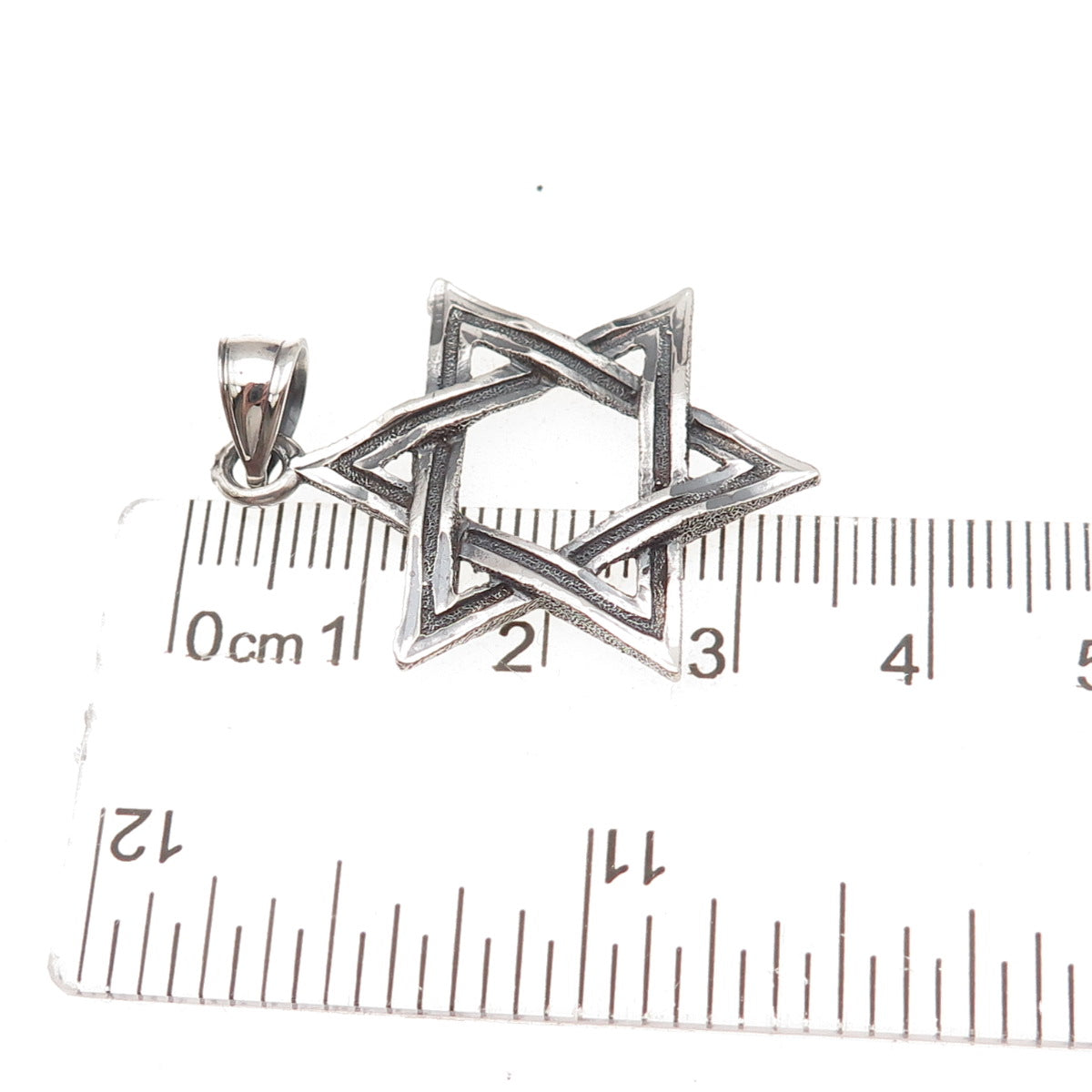 One Of A Kind 925 Sterling Silver Vintage Star of David Oxidized Charm Pendant