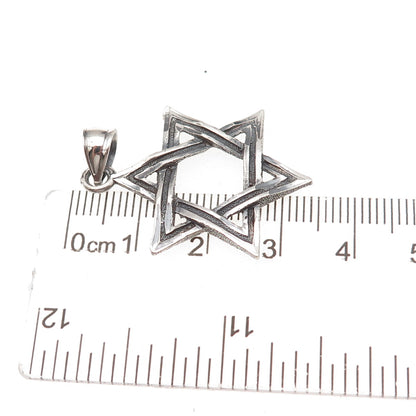 One Of A Kind 925 Sterling Silver Vintage Star of David Oxidized Charm Pendant