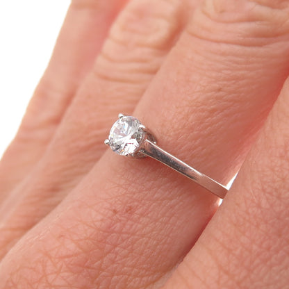 925 Sterling Silver Round-Cut C Z Engagement Ring Size 7.25