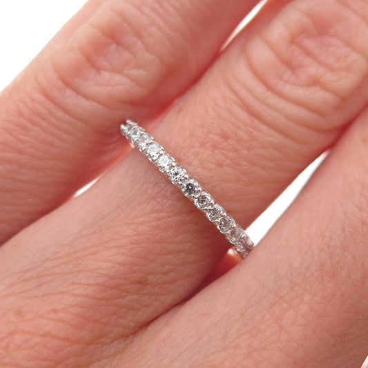 925 Sterling Silver Round-Cut C Z Eternity All Around Band Ring Size 5