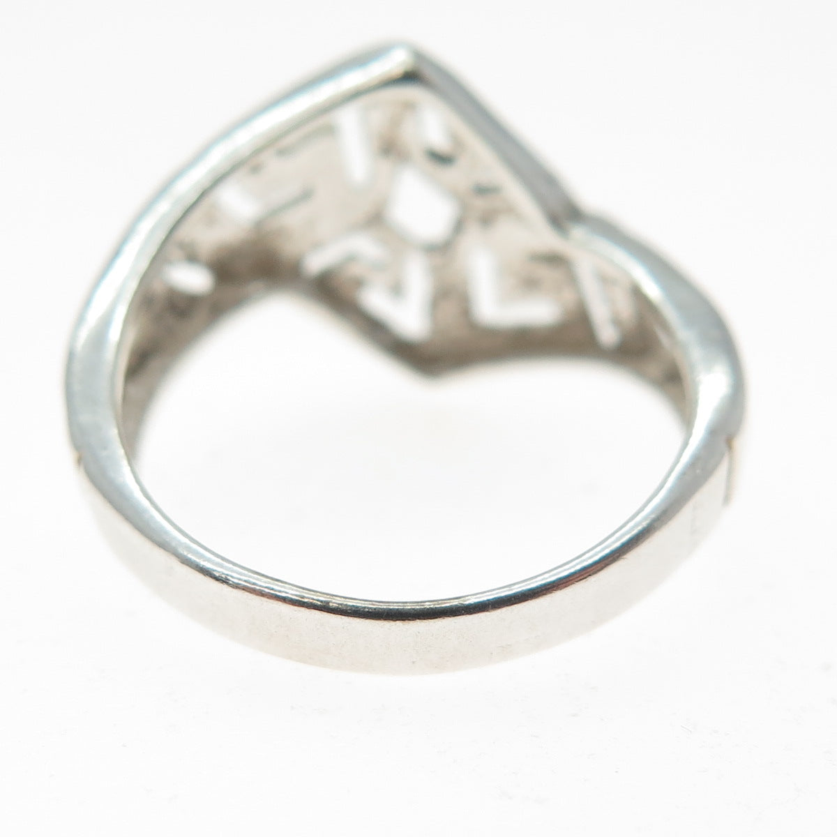 925 Sterling Silver Vintage Ethnic Sun Symbol Zig Zag Ring Size 7.25