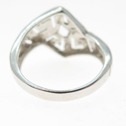 925 Sterling Silver Vintage Ethnic Sun Symbol Zig Zag Ring Size 7.25