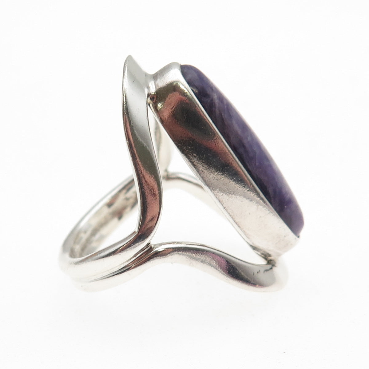 Dominique Dinouart Sterling Silver Vintage Mexico Real Charoite Ring Size 9.25