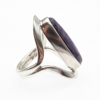 Dominique Dinouart Sterling Silver Vintage Mexico Real Charoite Ring Size 9.25