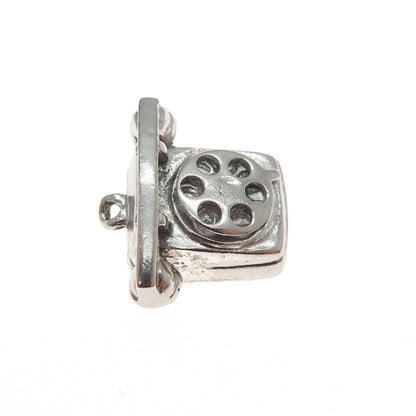 M&M MARK MERCY 925 Sterling Vintage Retro Rotary Phone Movable Mini 3D Pendant