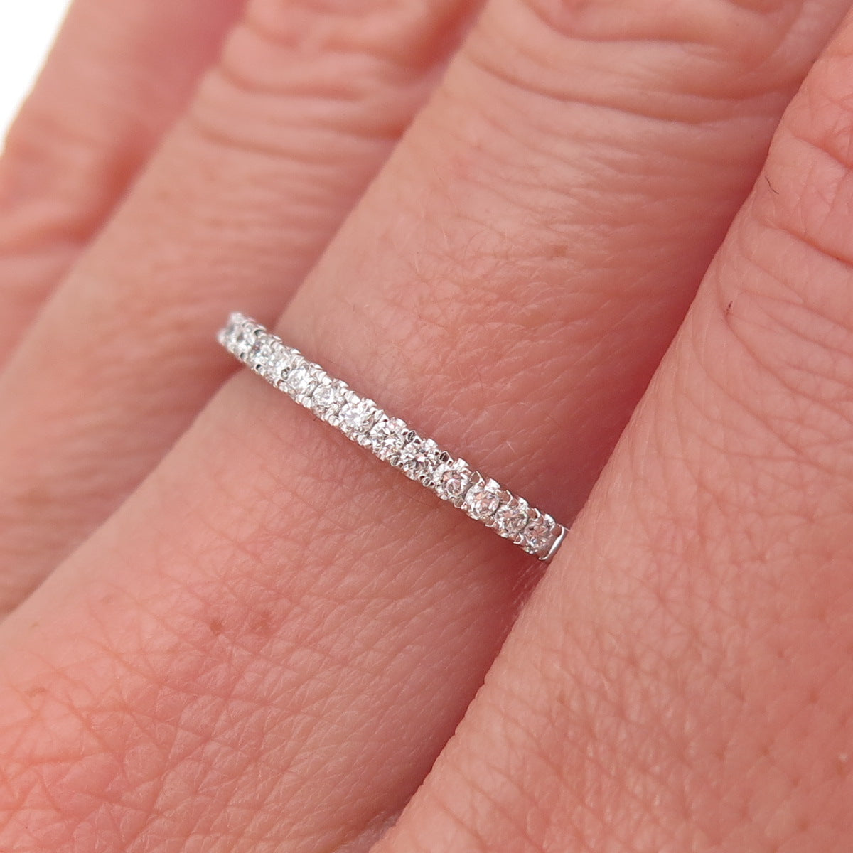 925 Sterling Silver Round-Cut Moissanite Half Eternity Band Ring Size 7