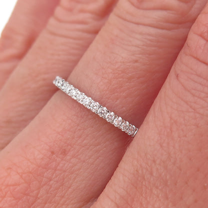 925 Sterling Silver Round-Cut Moissanite Half Eternity Band Ring Size 7