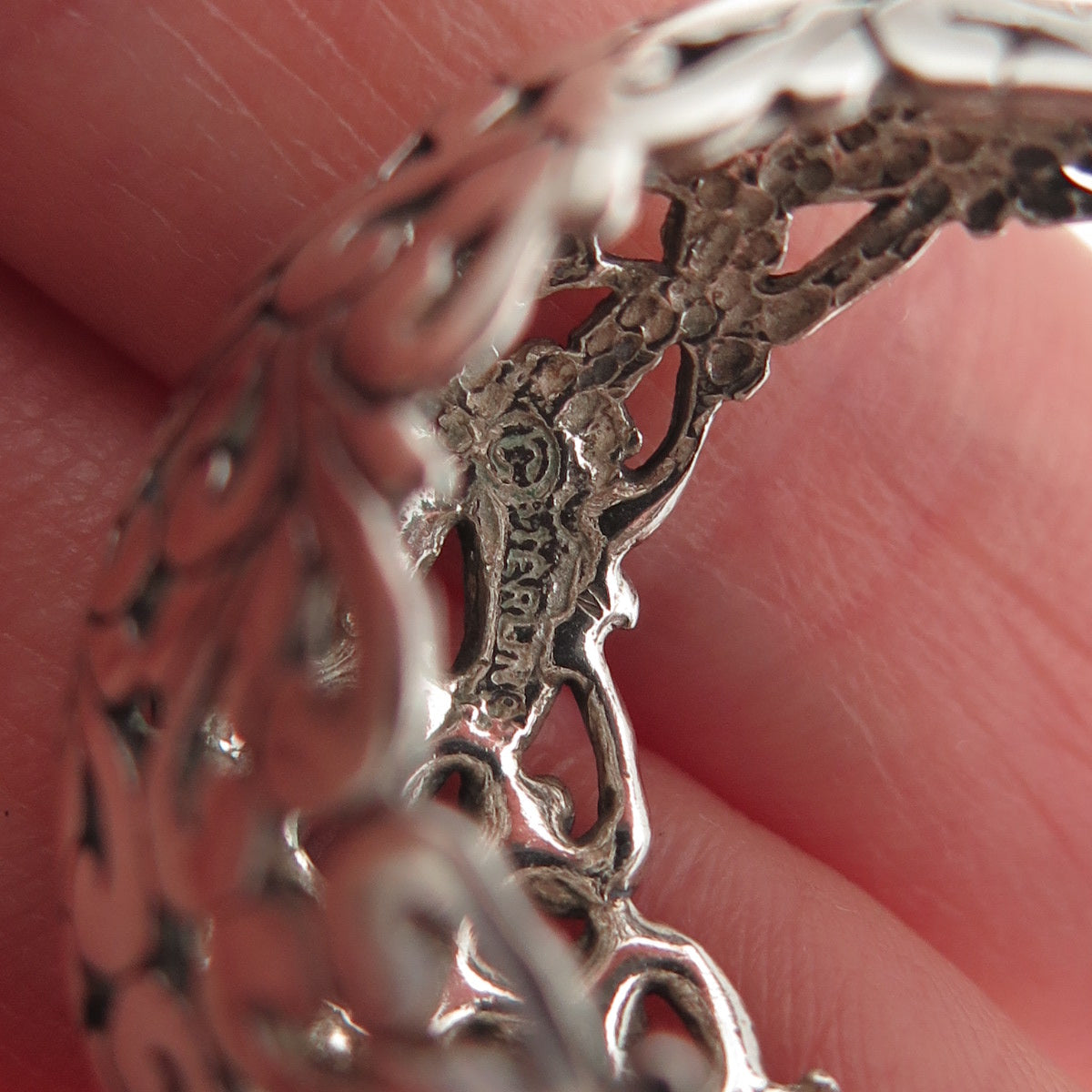 Jezlaine 925 Sterling Silver Vintage Ornate Floral Oxidized Hoop Earrings