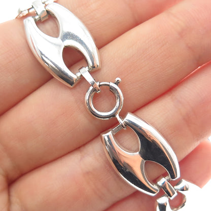 KARL LAINE 835 Silver Vintage Modernist Anchor Mariner Link Bracelet 7.5"