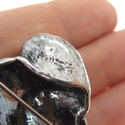 925 Sterling Silver Vintage Victorian Lady Oxidized Pin Brooch