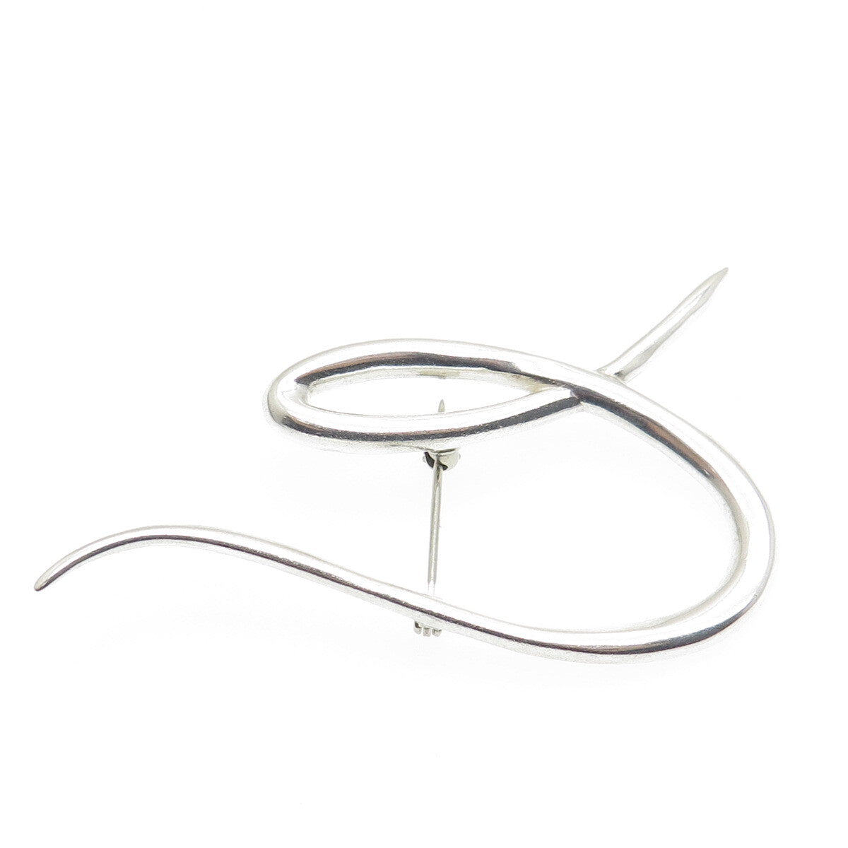925 Sterling Silver Vintage Modernist Letter "U" Alphabet Pin Brooch