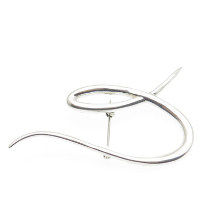 925 Sterling Silver Vintage Modernist Letter "U" Alphabet Pin Brooch
