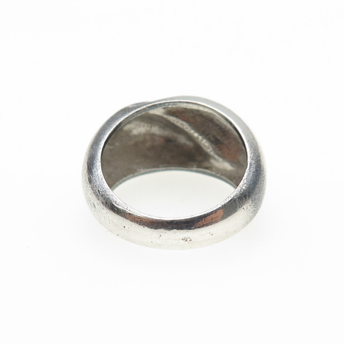 925 Sterling Silver Vintage Modernist Dome Oxidized Ring Size 6.25