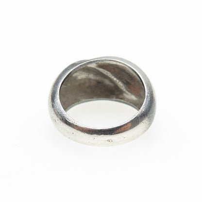 925 Sterling Silver Vintage Modernist Dome Oxidized Ring Size 6.25