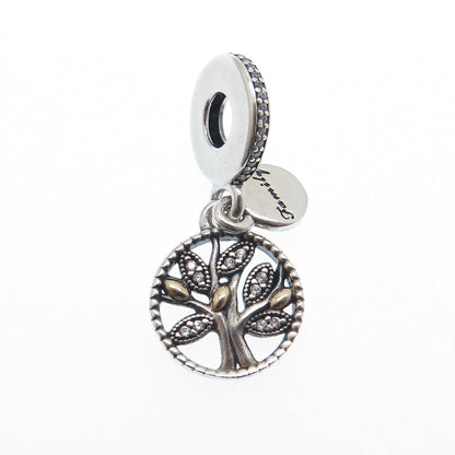 PANDORA 925 Sterling Silver Round-Cut C Z Tree of Life Family Dangle Charm