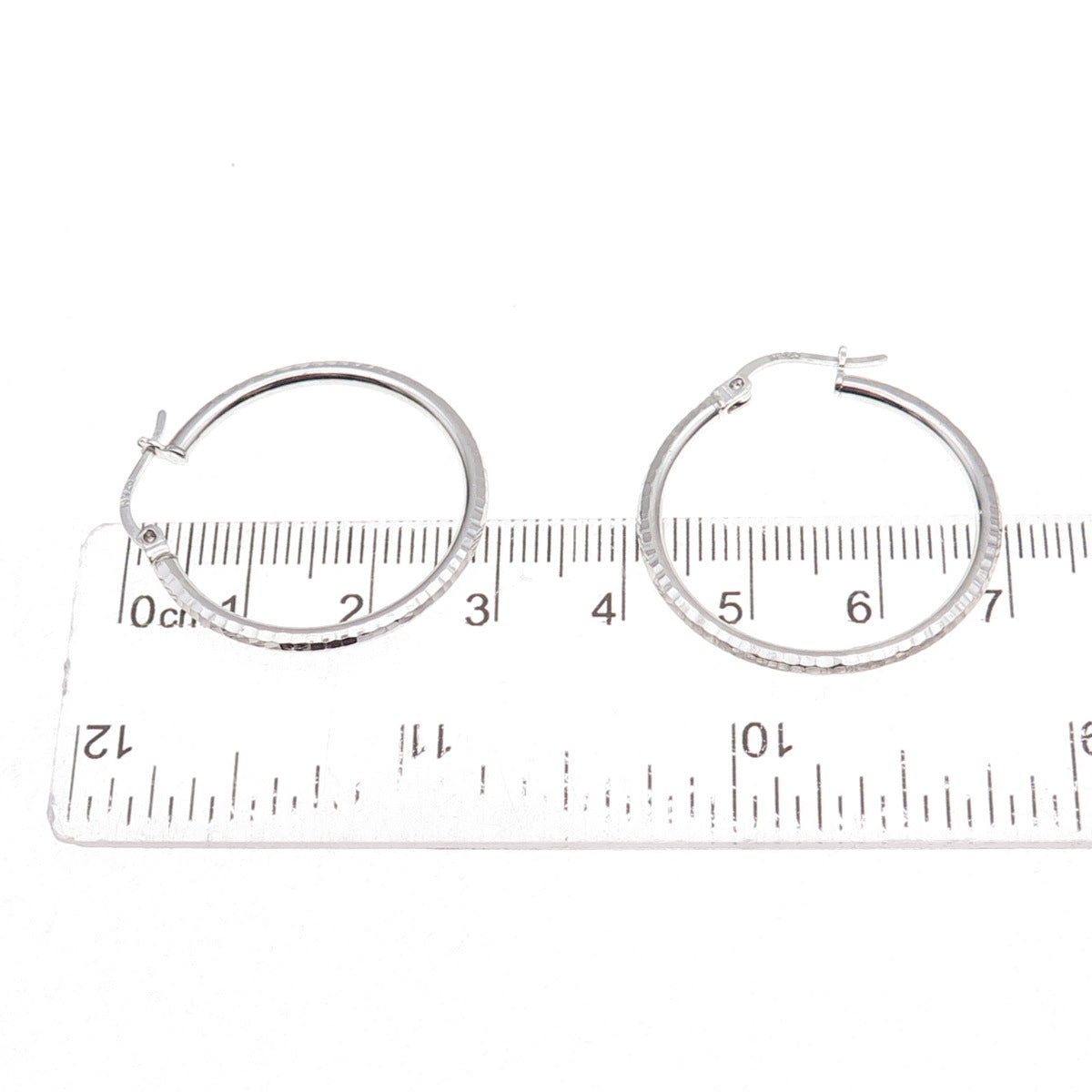 925 Sterling Silver Etched Hoop Earrings