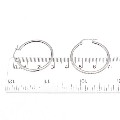 925 Sterling Silver Etched Hoop Earrings