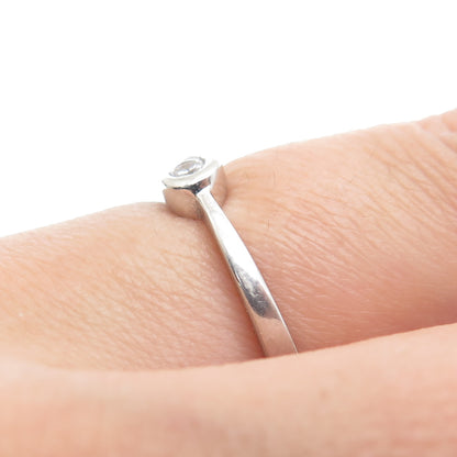 925 Sterling Silver Round-Cut C Z Hook & Eye Ring Size 6.75