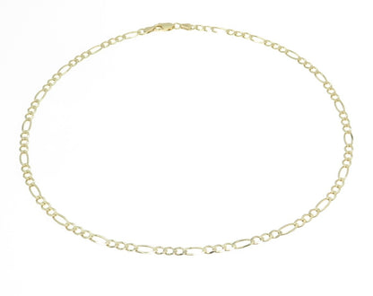 HAN 925 Sterling Silver Gold Plated Italy Figaro Chain Necklace 18"