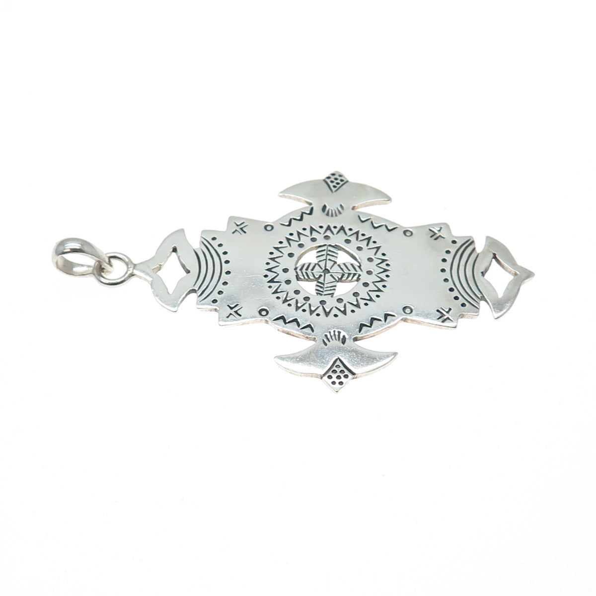 925 Sterling Silver Vintage African Agadez Cross Charm Pendant