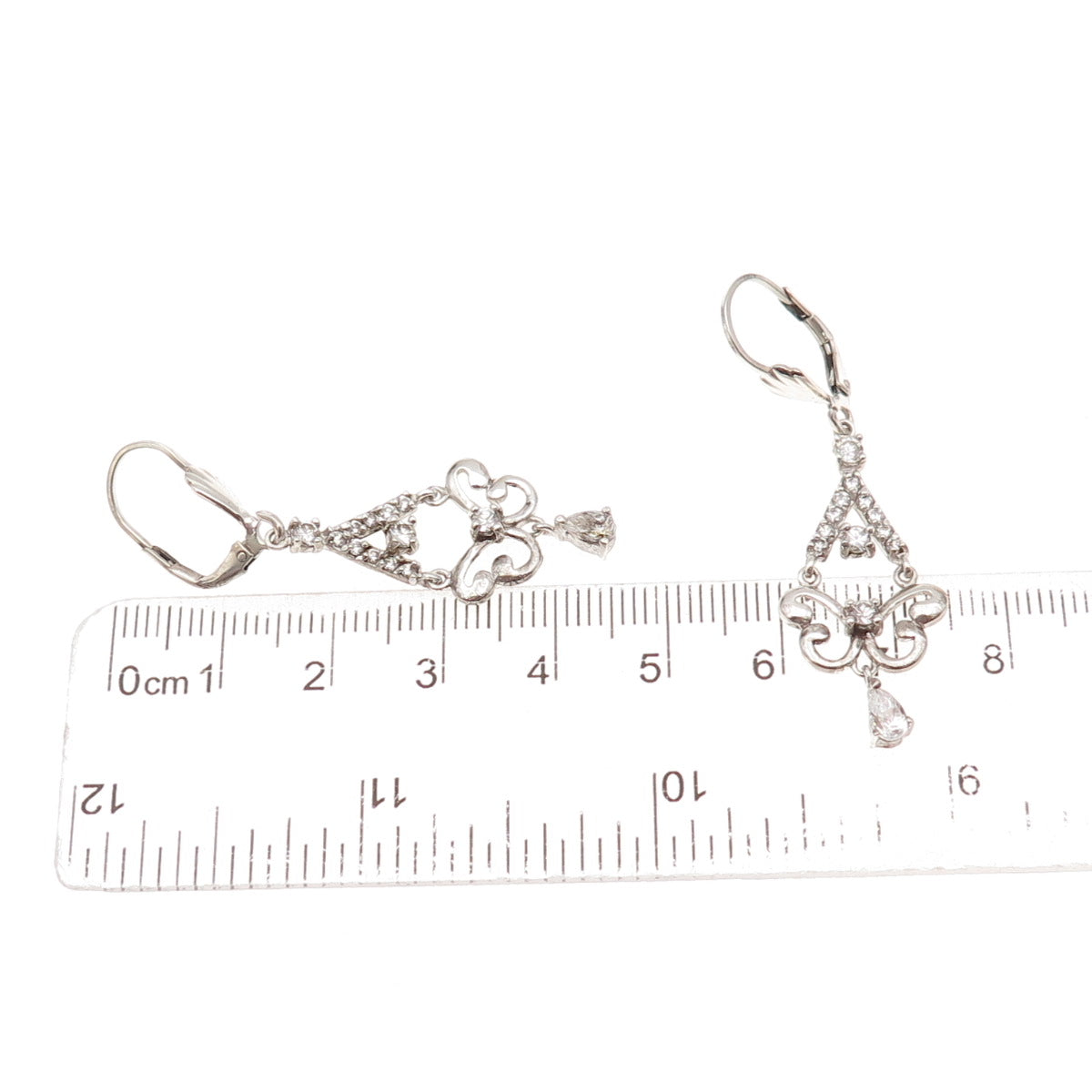 925 Sterling Silver Vintage C Z Butterfly Dangle Earrings