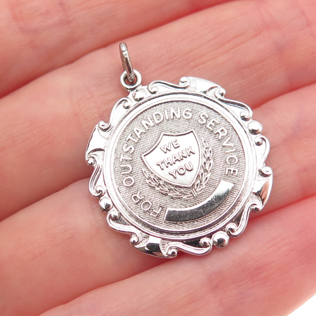 Griffith & Sons 925 Sterling Silver Vintage Outstanding Service Medal Pendant