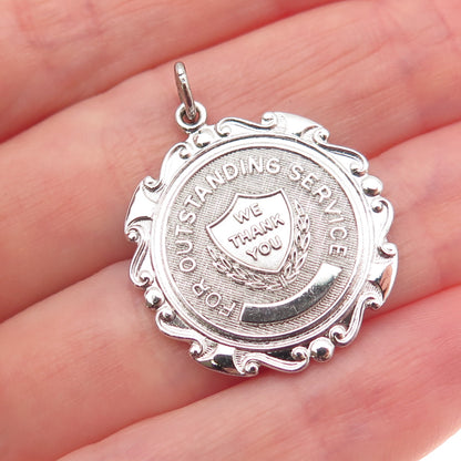 Griffith & Sons 925 Sterling Silver Vintage Outstanding Service Medal Pendant