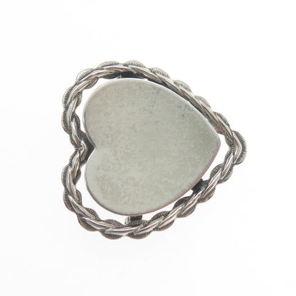 BEAU 925 Sterling Silver Antique Art Deco Engravable Heart Oxidized Pin Brooch