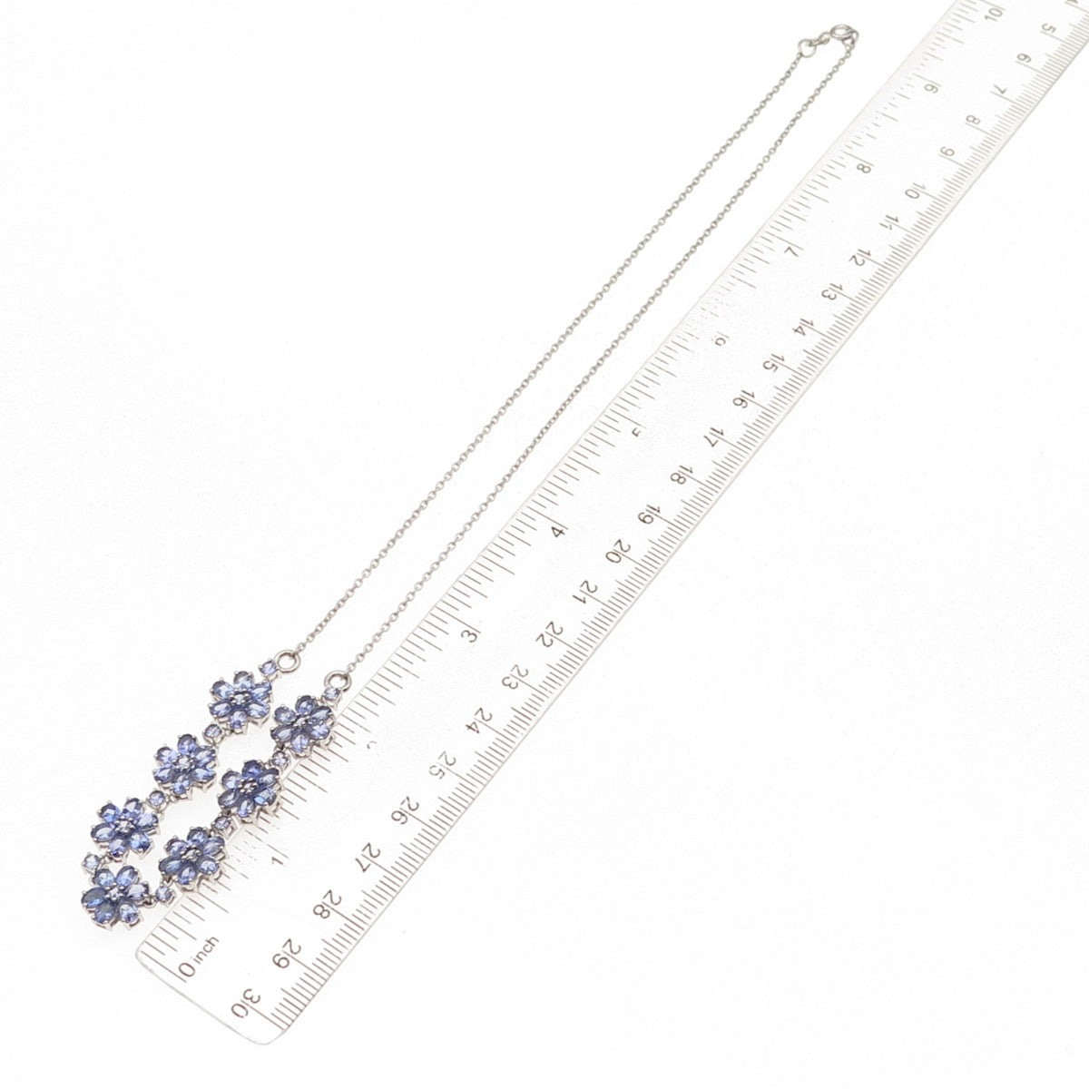 Chuck Clemency 925 Sterling Silver Real Tanzanite Floral Chain Necklace 18"