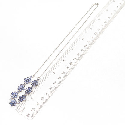 Chuck Clemency 925 Sterling Silver Real Tanzanite Floral Chain Necklace 18"