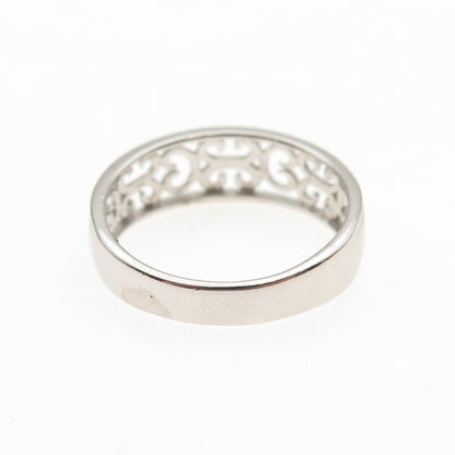 925 Sterling Silver Ornate Heart & Butterfly Band Ring Size 7