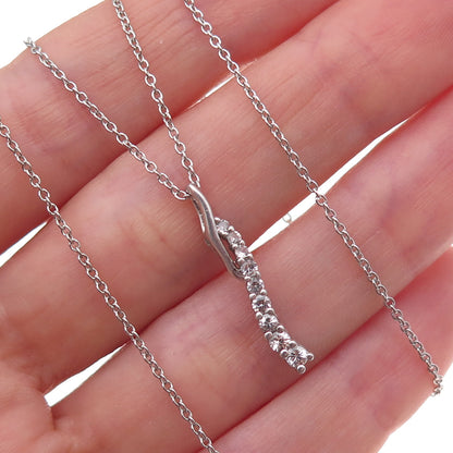 Alwand Vahan 925 Sterling Silver Real White Topaz Cable Chain Necklace 18"