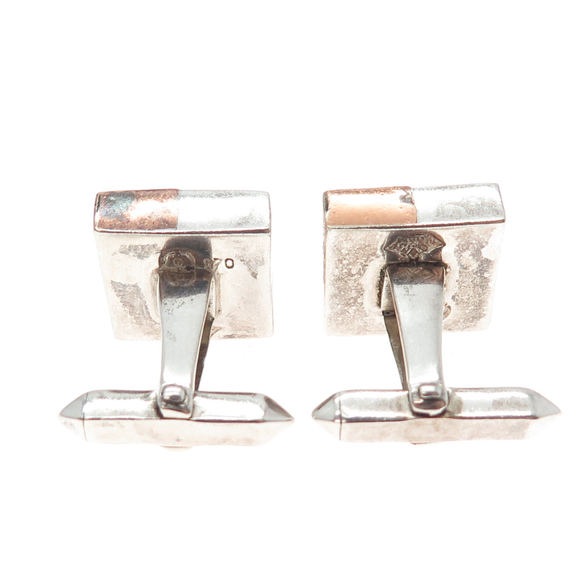 ANTONIO PINEDA 970 Silver 2-Tone Vintage Mexico Modernist Geometric Cufflinks