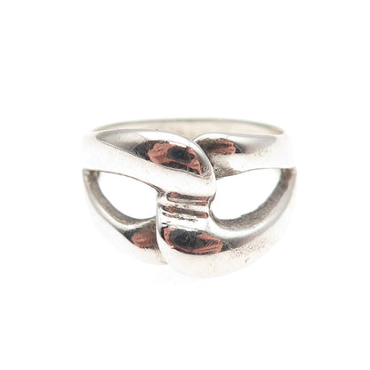 Charles Winston 925 Sterling Silver Vintage Modernist Interlocked Ring Size 8