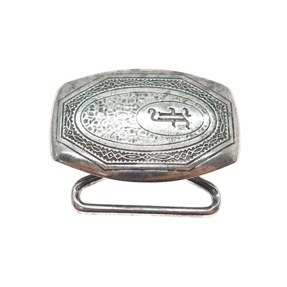 HICKOK Sterling Silver & Bronze Antique Art Deco Letter F Oxidized Belt Buckle