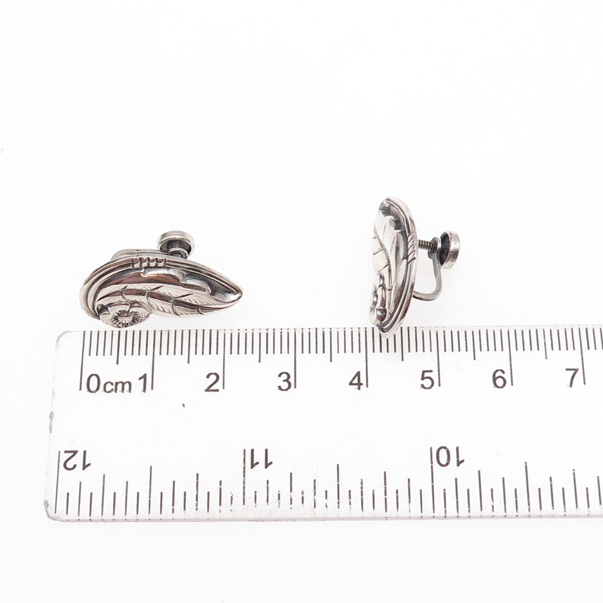 Danecraft 925 Sterling Silver Antique Art Deco Floral Screw Back Earrings
