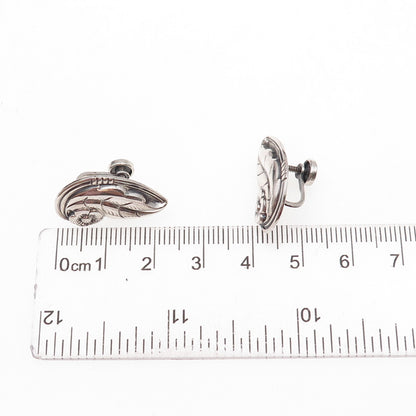 Danecraft 925 Sterling Silver Antique Art Deco Floral Screw Back Earrings