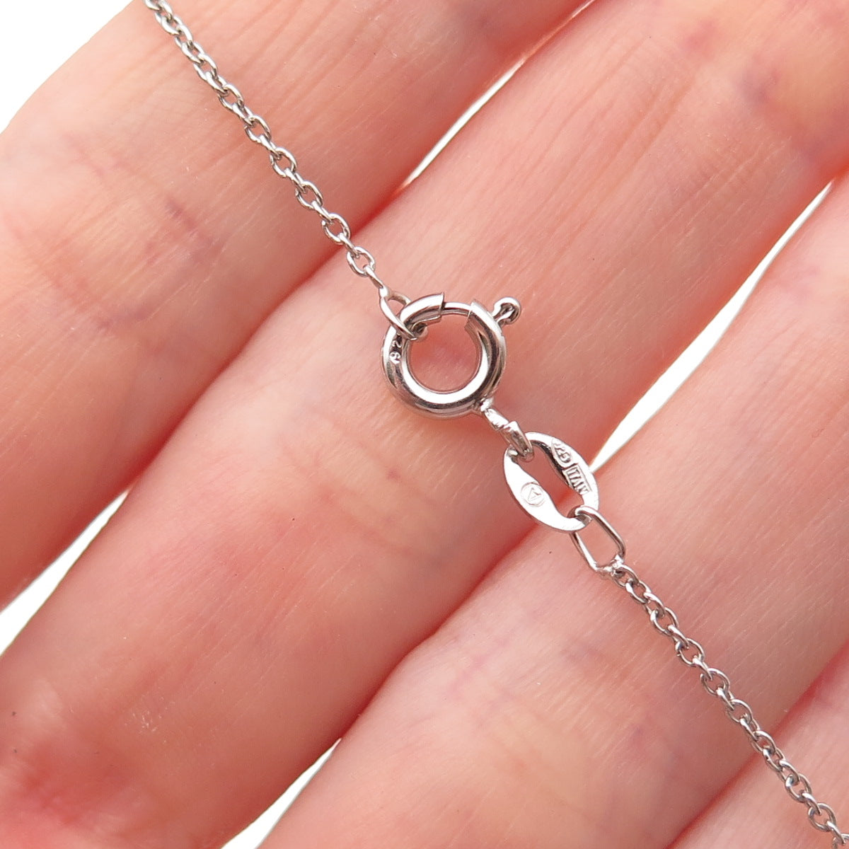 Jane Seymour 925 Sterling Silver Real Diamond Heart Cable Chain Necklace 18"