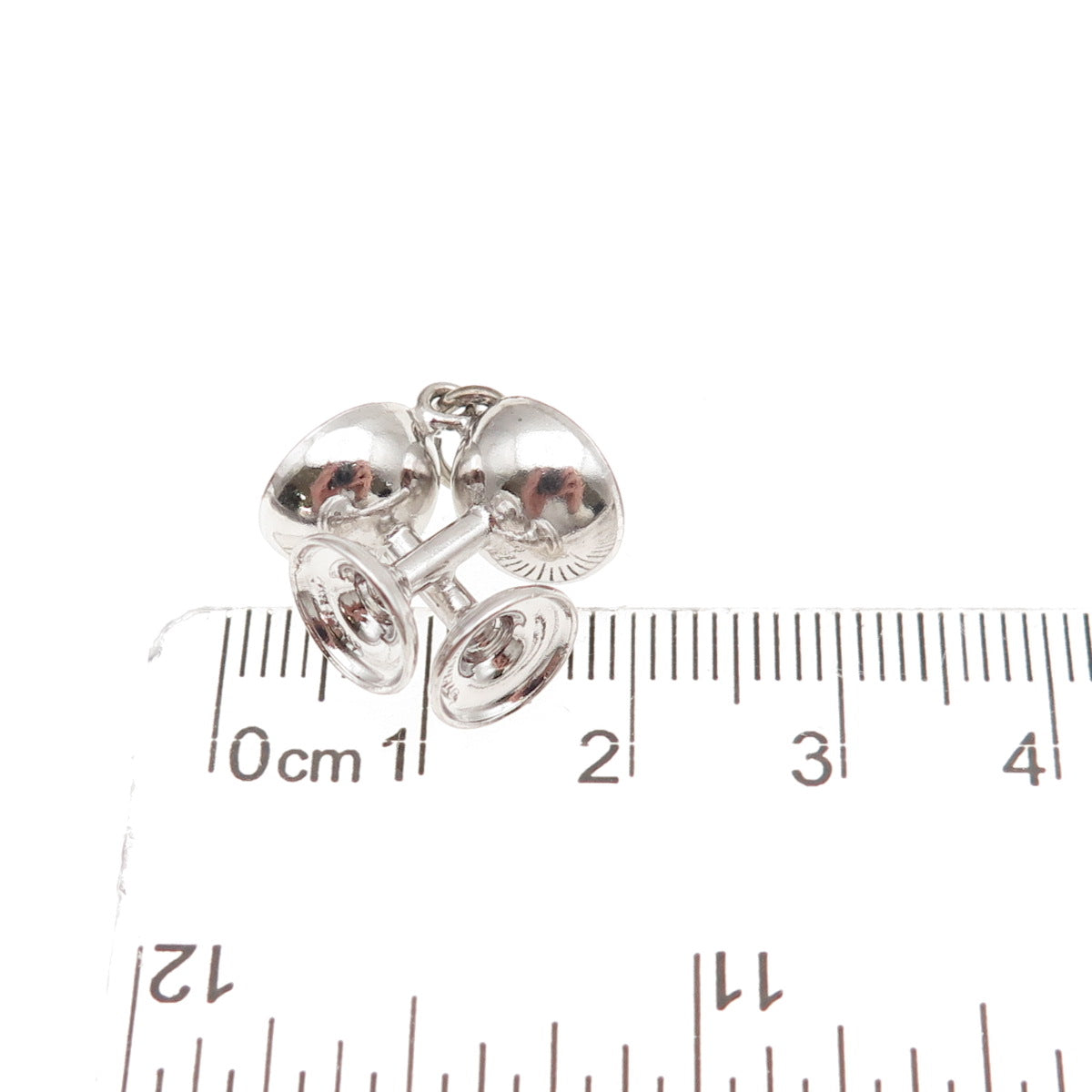 925 Sterling Silver Vintage Enamel Champagne Glasses 3D Mini Charm Pendant