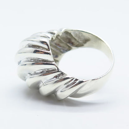 925 Sterling Silver Vintage Ribbed Ring Size 6.5