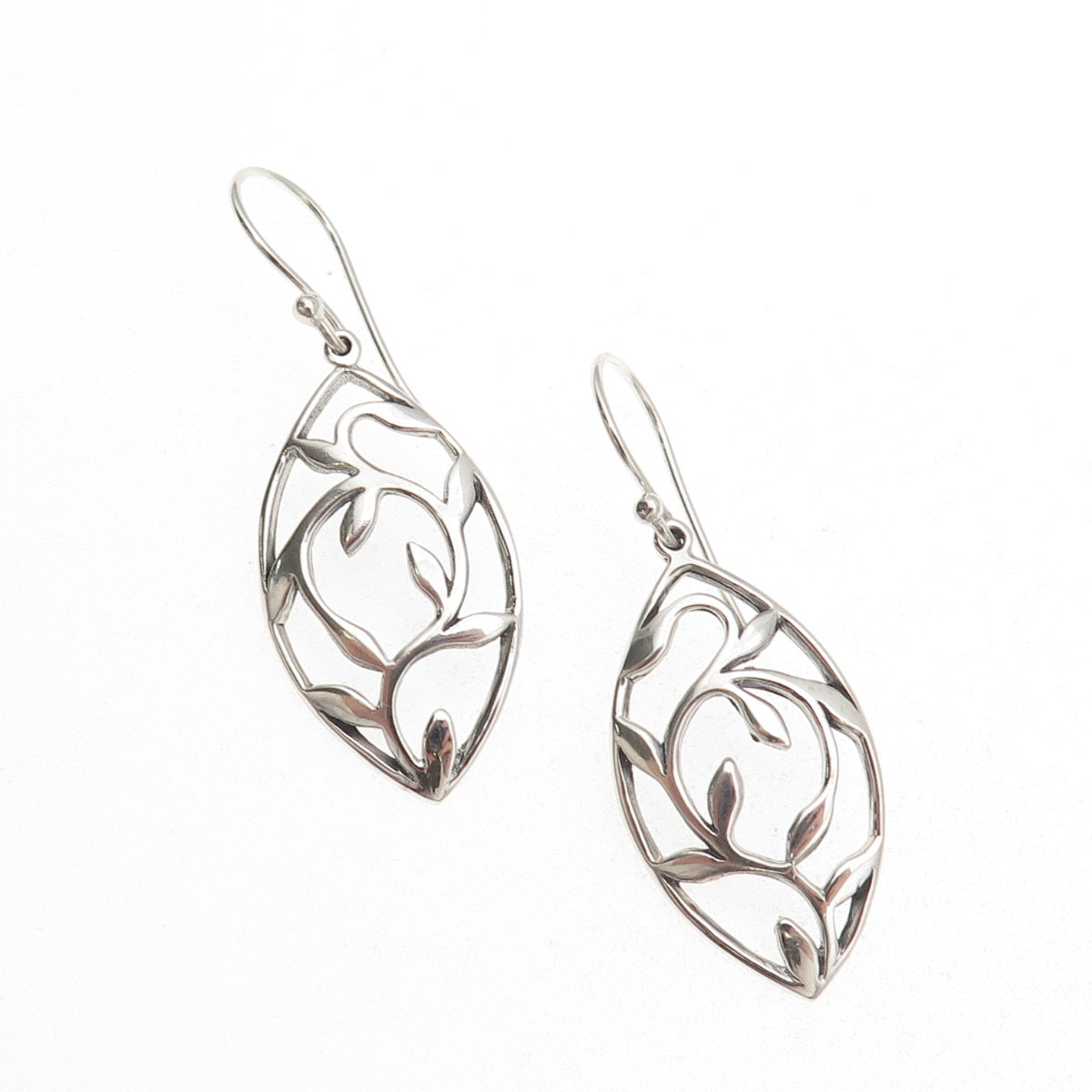 925 Sterling Silver Vintage Floral Dangle Earrings