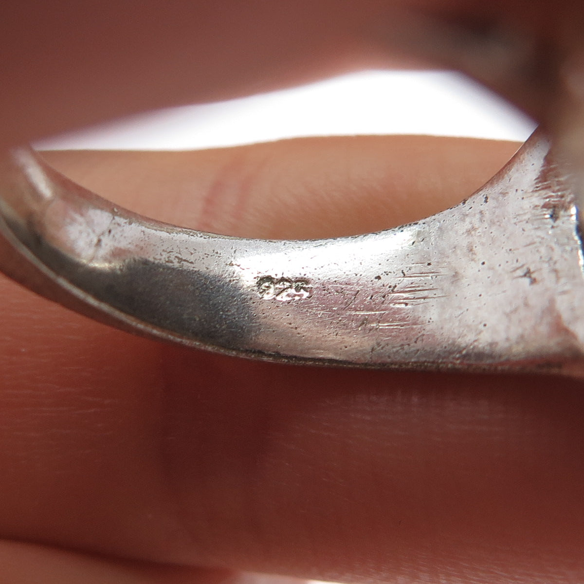 925 Sterling Silver Vintage Real Fossil Modernist Ring Size 10