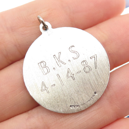 CREED 925 Sterling Silver Vintage Engraved St. Christopher Medal Charm Pendant