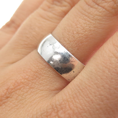 925 Sterling Silver Vintage Wedding Wide Band Ring Size 10.25