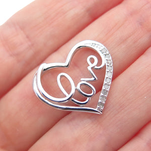 CHARLES WINSTON 925 Sterling Silver Real Diamond Love Heart Mini Slide Pendant
