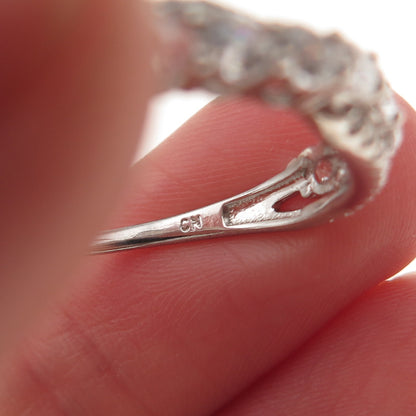 925 Sterling Silver Round-Cut C Z Crisscross Ring Size 7.5